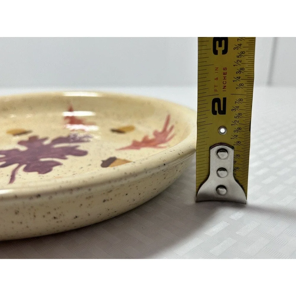 Handmade And Painted Leaves‎ And Acorns Pottery Dish Plate
